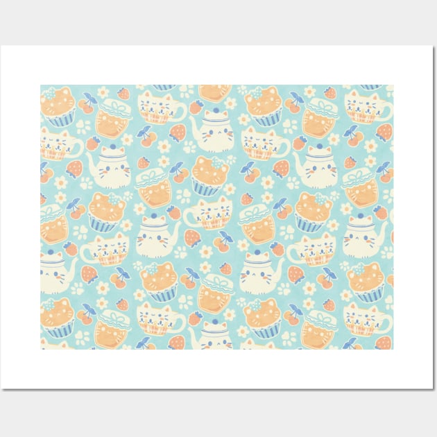 Teacup Cat Wall Art by Kukupon